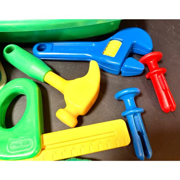 Vtg Little Tikes Hammer Straight Edge Hand Saw Wrench pliers Pretend Tool box - Picture 8 of 11